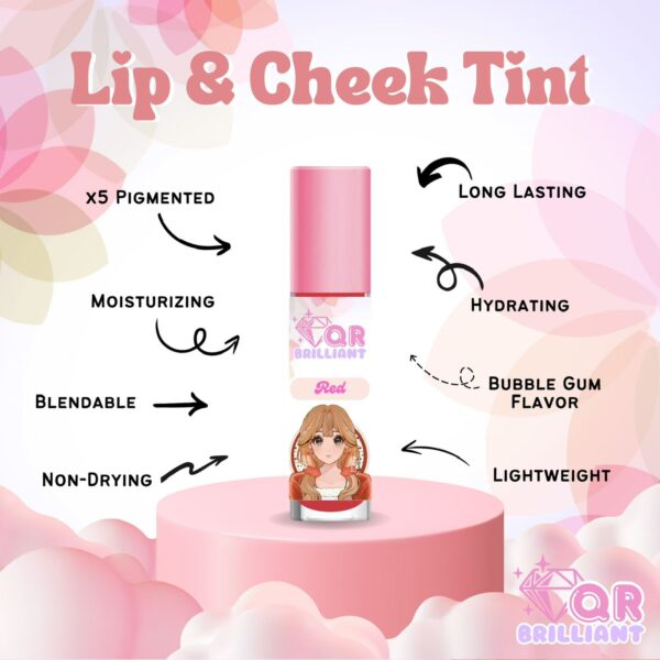 QR BRILLIANT LIP & CHEEK TINT - RED - Image 20