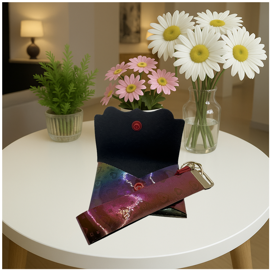 Card/Coins Mini Purse with Wristlet Fob - Crimson Heart - Image 2